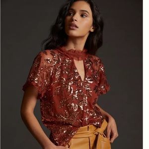 Cut-Out Sequined Blouse